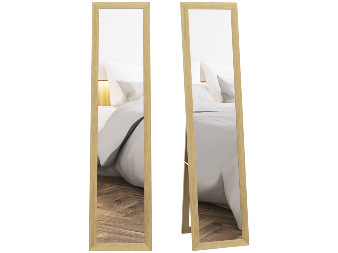 Espejo De Cuerpo Entero De 37 X 155 Cm, De Suelo A Pared, De Madera De Roble.
