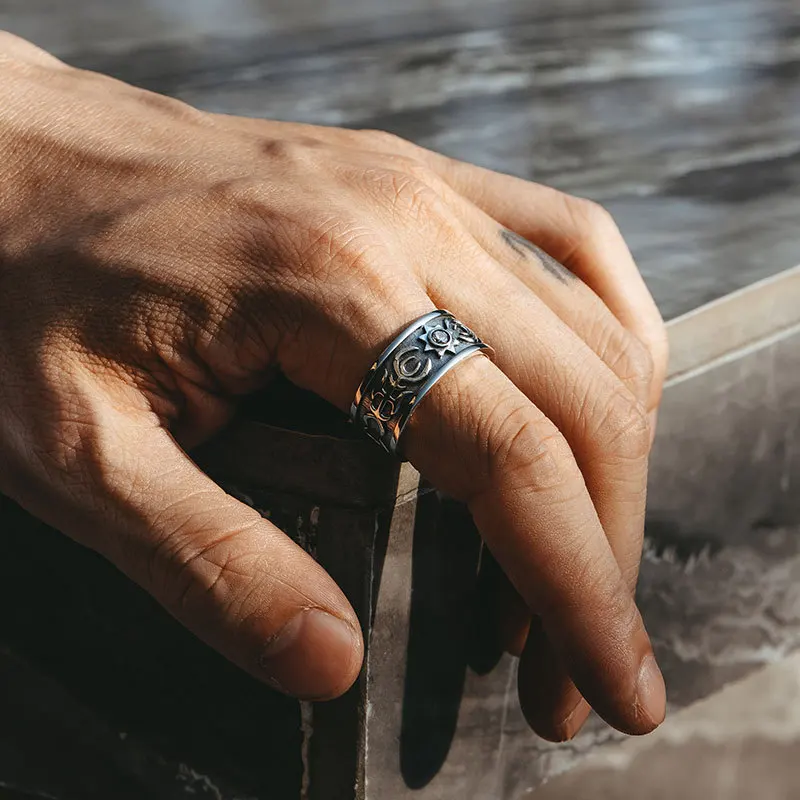 Anillo Love Fashion Retro Sun Totem Con Relieve: Sencillo, Único, Versátil, Anillo Individual De Alta Gama Con Diseño Abierto.
