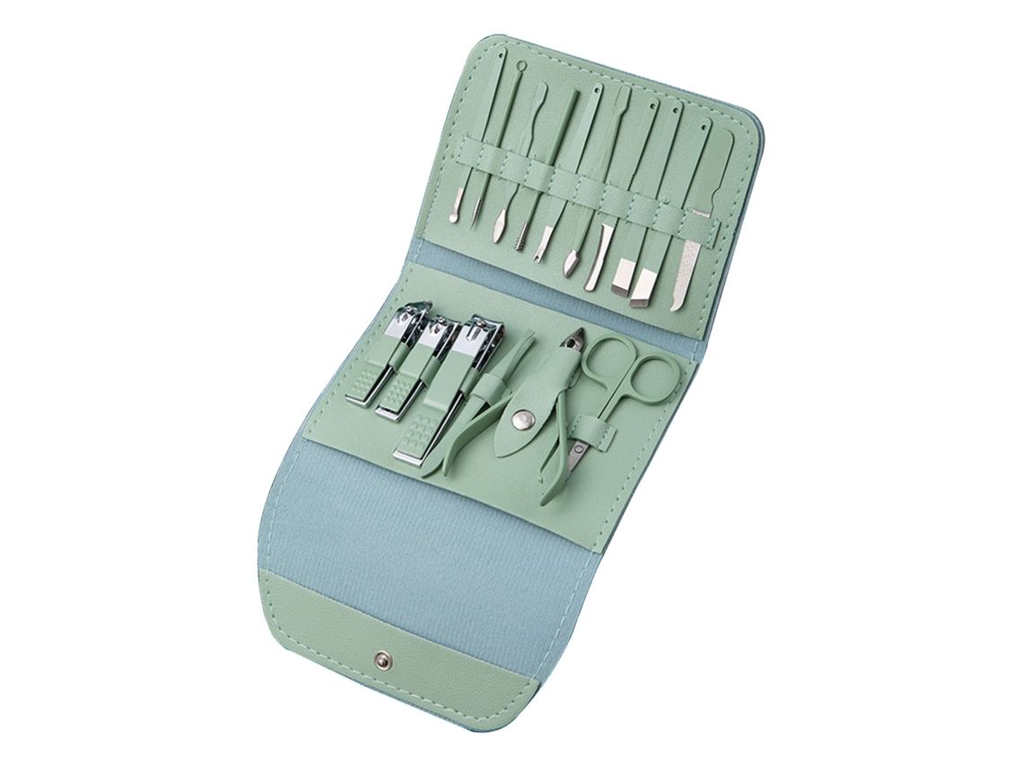 Kit De 16 Ferramentas De Manicure E Pedicure Com Tesouras Para Unhas, Pinças E Saquinho De Armazenamento