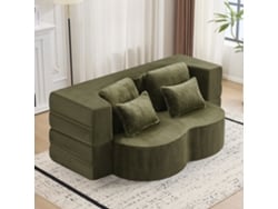 Sofá cama de dos plazas - Moderno, con 4 cojines, colchón plegable de espuma de alta densidad - Verde