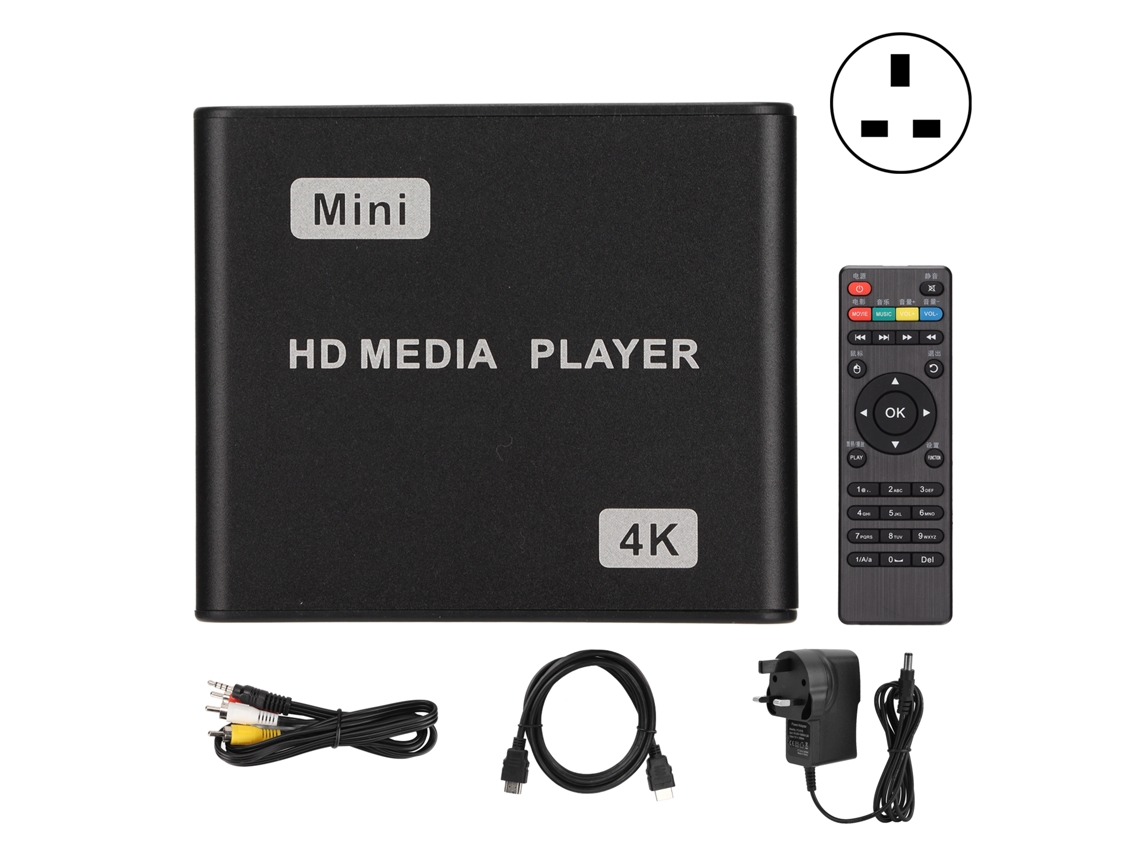 Mini reproductor multimedia HDMI 4K con control remoto, LED, 100-240V CHABERLU