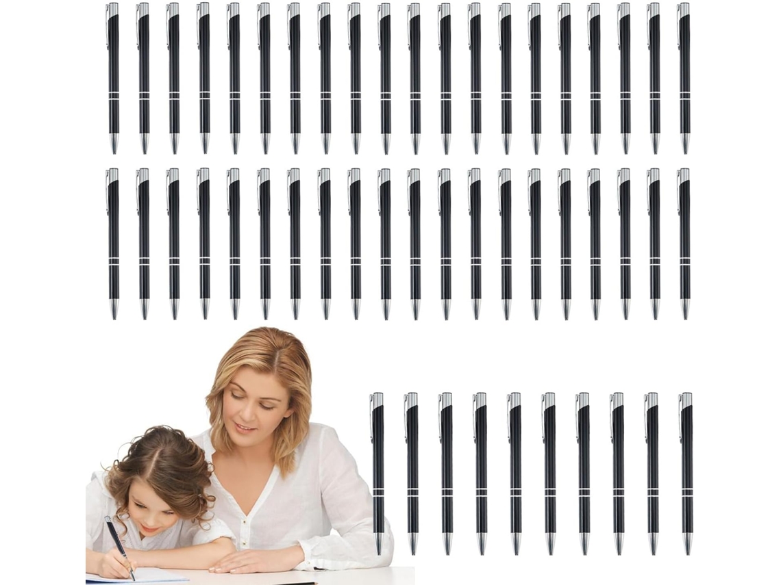 Bolígrafos Premium | 50 Plumas Estilográficas Metálicas, Material de Oficina Moderno y Multifuncional, Gokoco