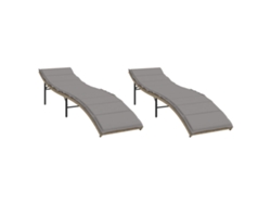 Tumbonas con cojines, 2 piezas, mimbre, beige, MAISON EXCLUSIVE