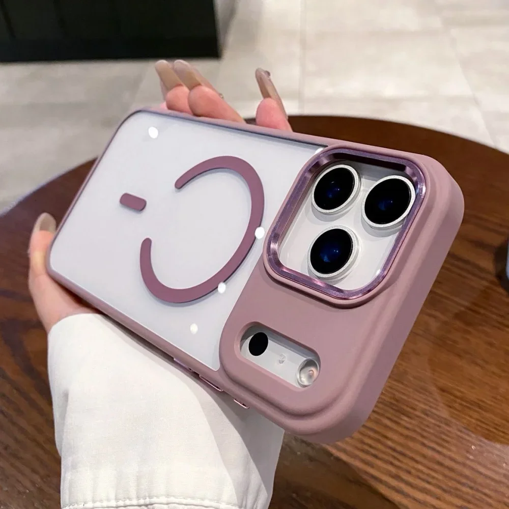 (rosa, Iphone Air) Funda Rígida Transparente Para Teléfonos, Carga Inalámbrica Magnética, Protección A Prueba De Golpes.