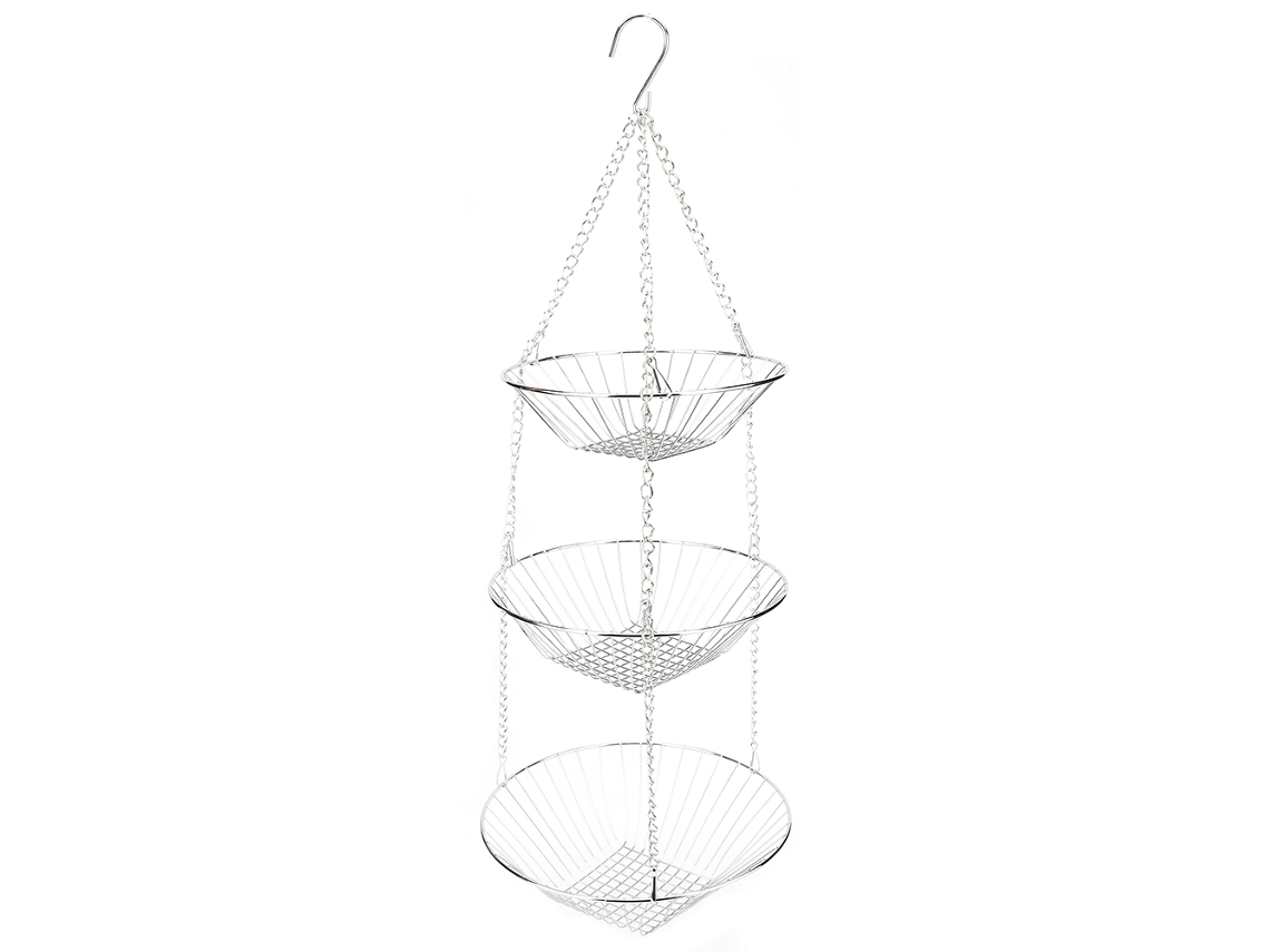 Cesta Colgante De Acero Inoxidable De 3 Niveles Para Almacenar Frutas, Verduras Y Flores.