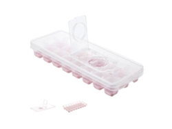 Bandeja Para Cubitos De Hielo Con 24 Cubitos Y Tapa De Silicona, Pp+tpe Antidesbordamiento, Rosa/azul, 10x24,5x3,4cm