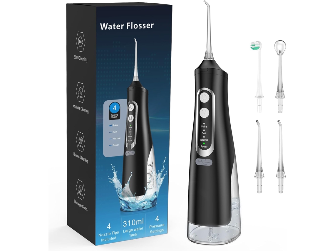 Irrigador Inalámbrico Ipx7 De 310 Ml Con 4 Modos, 4 Boquillas De Pulverización Y Cepillo Eléctrico.
