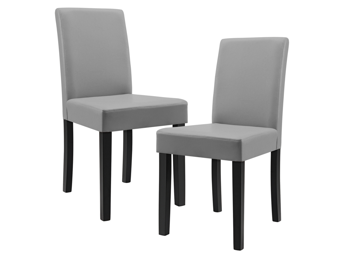 Conjunto de Cadeiras de Jantar [EN.CASA] (2 Un - Cinzento Claro - 90x42x48 cm - Couro SintÃÂÃÂÃÂÃÂ©tico)