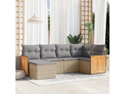 Conjunto de 6 sofás de jardín con cojines de mimbre beige Dkd Home Decor