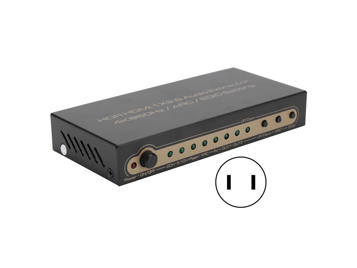 Divisor De Audio Hdmi 1x2 Hdr Con Salida Óptica Y Analógica Hdcn0027m1