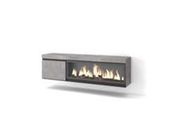 Mueble TV, Televisión, 160, Para TV hasta 65, Chimenea eléctrica XXL, Colgado, Suspendido, Cemento SKRAUT HOME