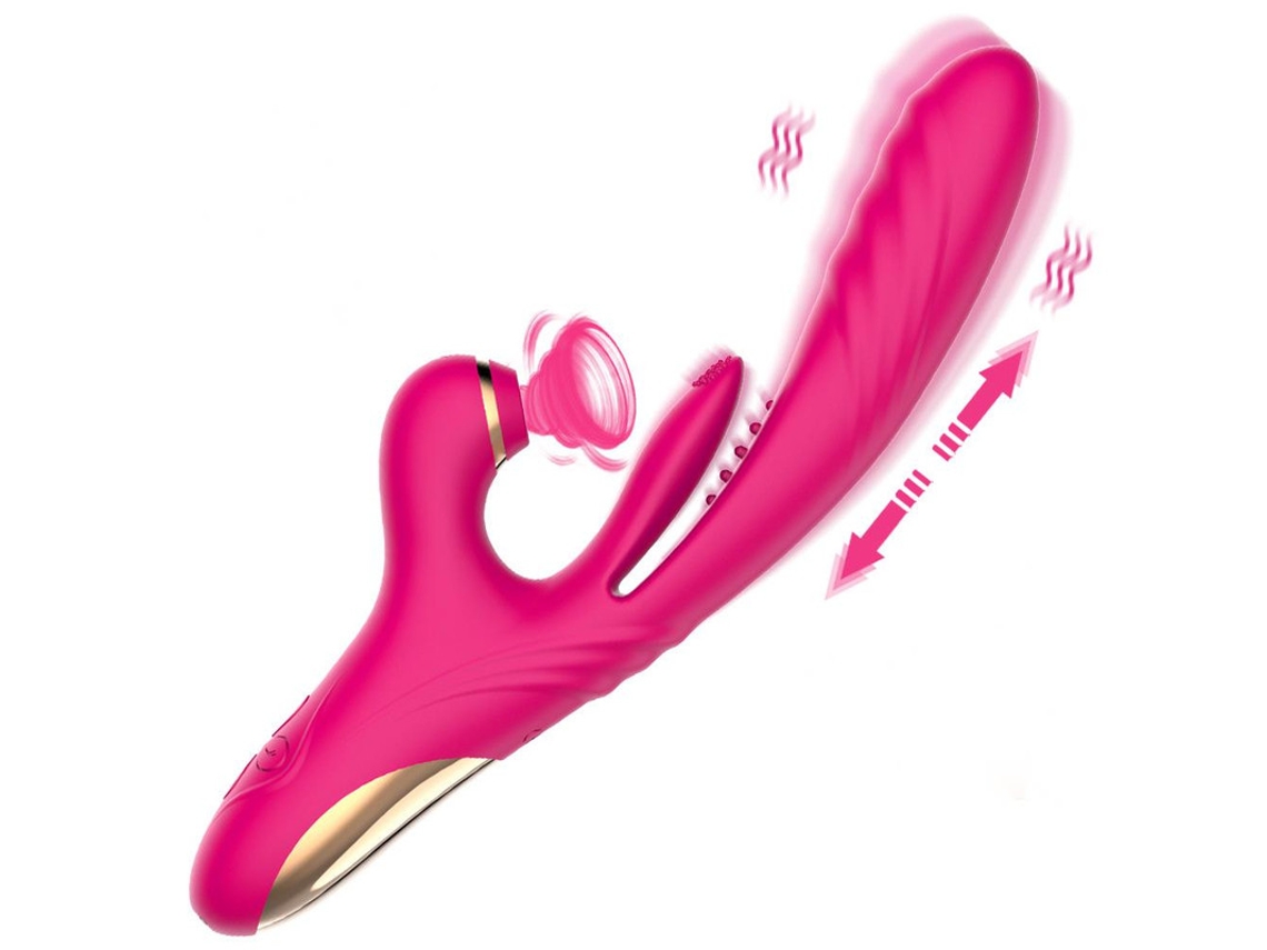 Vibrador De Masaje Telescpico 3 En 1 Para Chupar La Lengua Para Mujeres (rojo Rosa) Bestvite