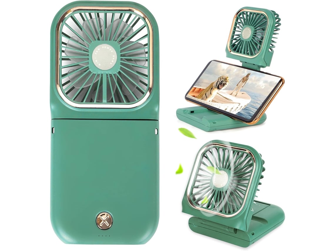 Ventilador Mini Eifson 5 En 1 Con Cordón De Cuello 3 Velocidades 3000mahverde