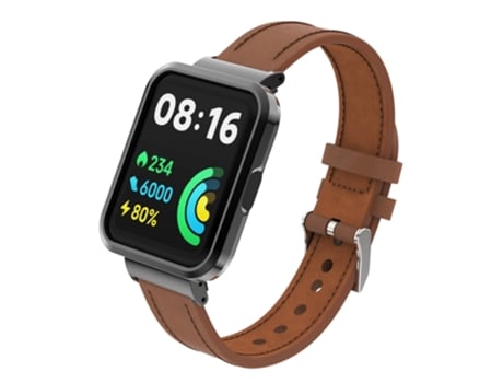 Correa de reloj inteligente para Xiaomi Redmi Watch 2 Lite Caja de metal de cuero genuino Correa de reloj integrada (marrón)