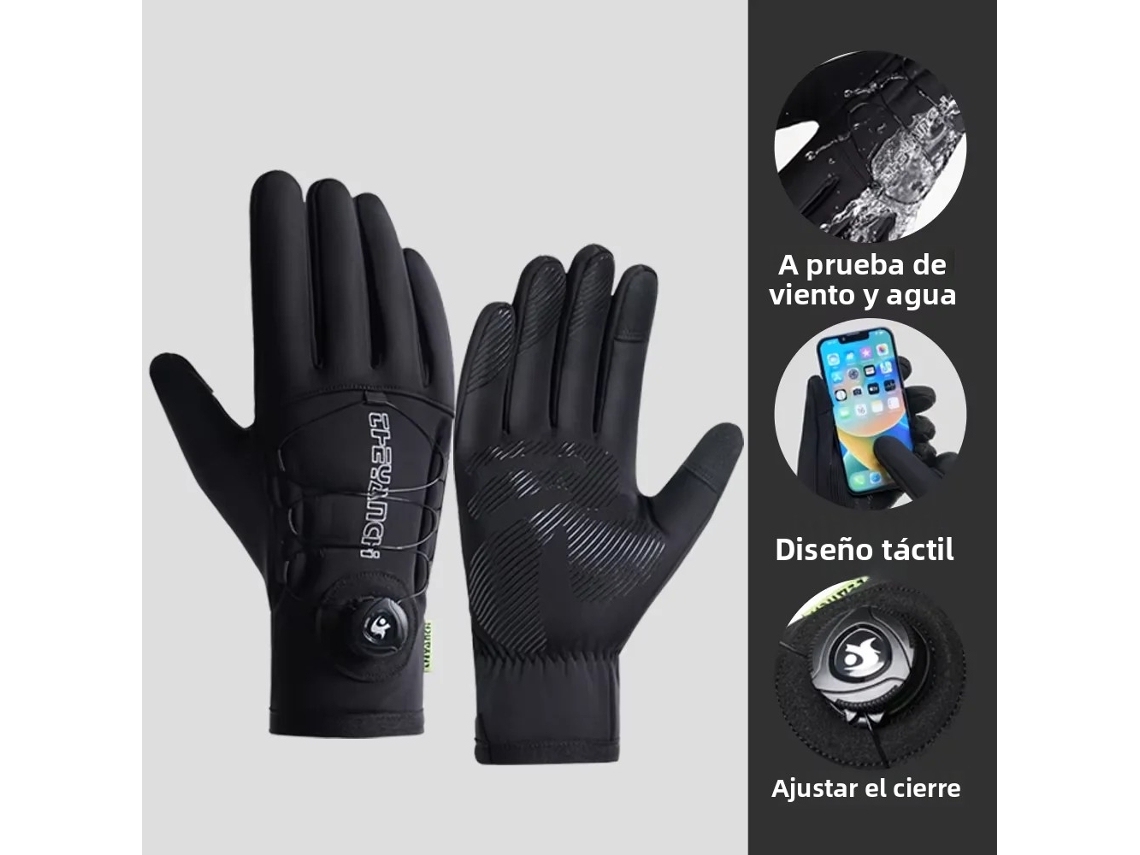 (xl) Guantes De Ciclismo De Invierno Para Hombre, Palma Ajustable, Pantalla Táctil Antideslizante, Impermeables Y A Prueba De Viento