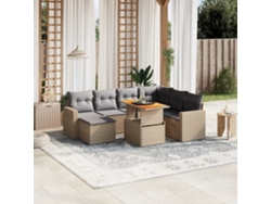 Conjunto de 8 sofás de jardín con cojines de mimbre beige Dkd Home Decor