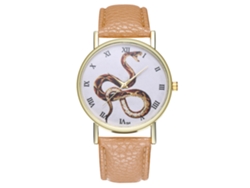 Reloj De Pulsera Analógico Con Estampado Animal, Estilo Moderno, Cuarzo, Color Beige.