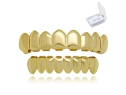 Juego De Dientes De Latón Con Baño De Oro Brillante De 18k Para Hip Hop