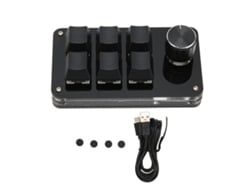 Baoj-2026teclado Mecânico Unimanual Com 6 Teclas E Controle Knob Programável Com Fio Plug And Play Para Jogos E Escritório Preto