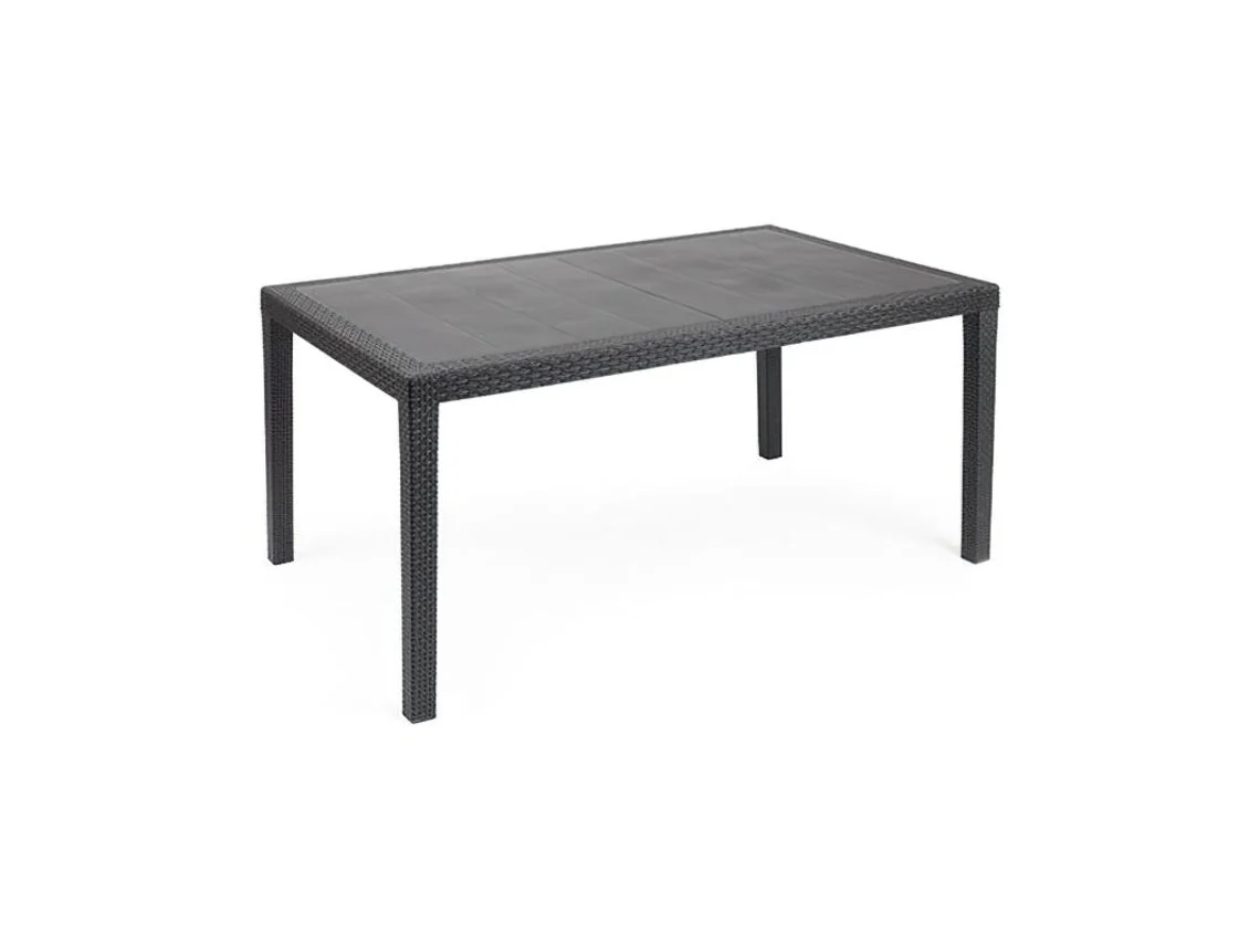 Mesa resina ratan antracita prince150x90 cm.