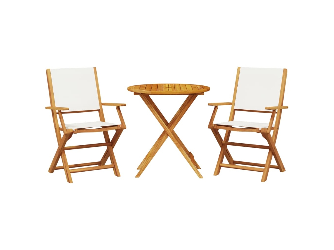 Maison Exclusive - Juego De Bistro De 3 Piezas Tela Y Madera Maciza Blanco Crema
