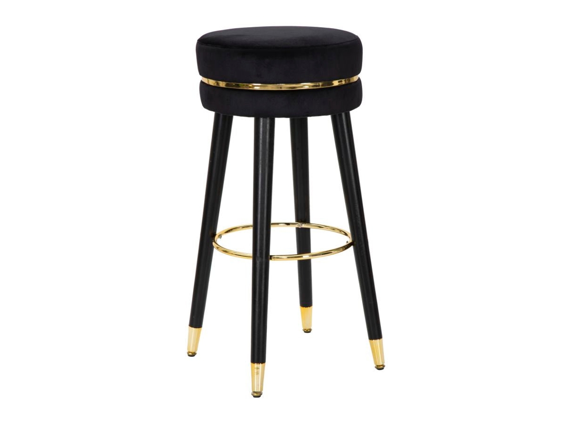 Taburete De Bar Paris Nero/oro Cm Ø 35x74 Unico / Negro Y Dorado