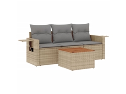 Maison Exclusive - Juego De Sofás Jardín Con Cojines 4 Pzas Ratán Sintético Beige