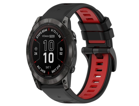 Correa de reloj inteligente para Garmin Fenix 7X Pro 51 mm 26 mm Correa deportiva de silicona bicolor (negro + rojo)