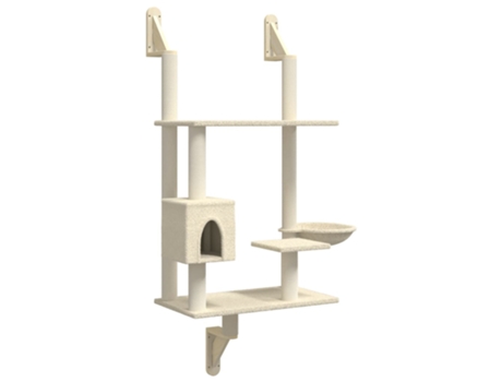 vidaXL Árbol rascador para gatos de pared crema 153 cm