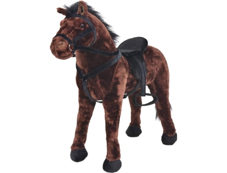 vidaXL Caballo de peluche de pie marrón oscuro XXL
