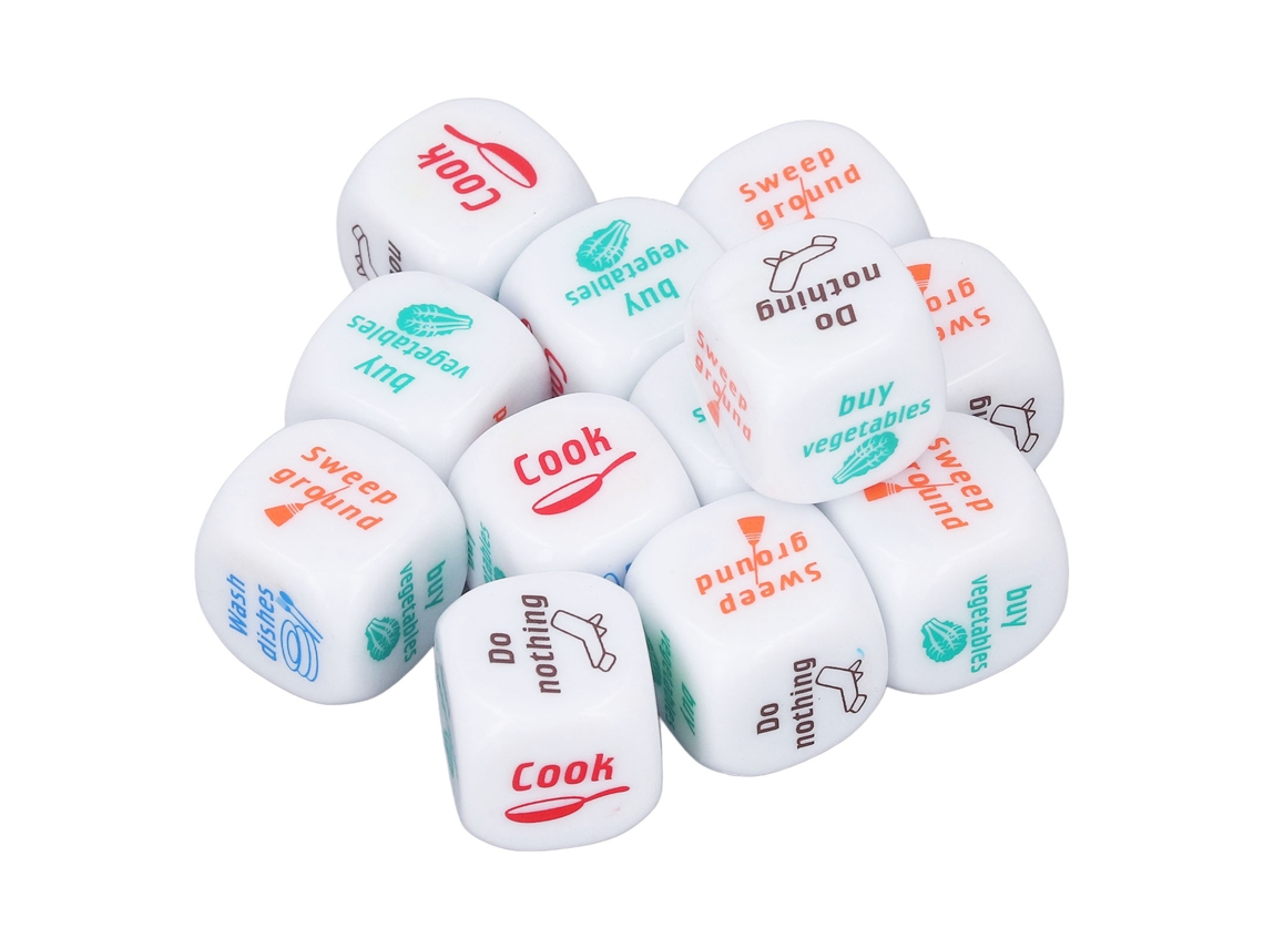 12 Dados Novedosos Para Tareas Domésticas, Ideales Para Parejas Y Familias, 20 Mm.