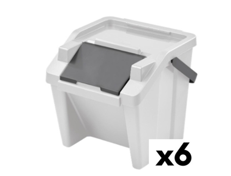 Cubo de Basura para Reciclaje TONTARELLI Moda Apilable 28 L Blanco (6 Unidades)