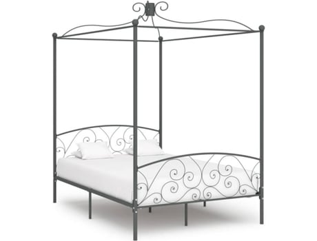 vidaXL Estructura de cama con dosel metal gris 140x200 cm