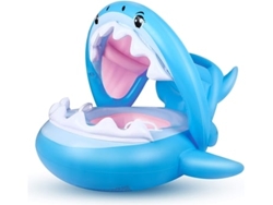 Flotador inflable para bebé, tipo tiburón, ayuda para nadar en barco con protección solar para niños. Digitallab