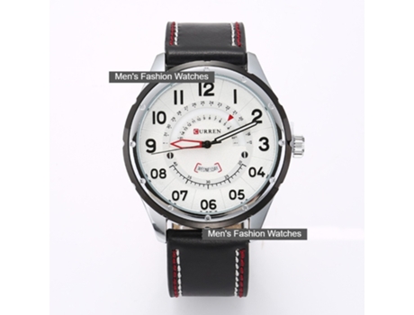 Relojes para Hombres Relojes de Pulsera de Cuarzo Banda de Cuero Reloj de Pulsera Informal para Agua para Hombres-Concha Blanca Blanca LUUCOZK