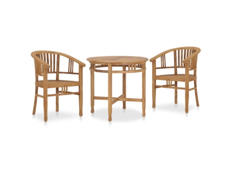 Conjunto 3 Conjunto de comedor de jardín VIDAXL madera maciza de teca