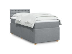 Cama Box Spring Con Colchón Tela Gris Claro 90x200 Cm