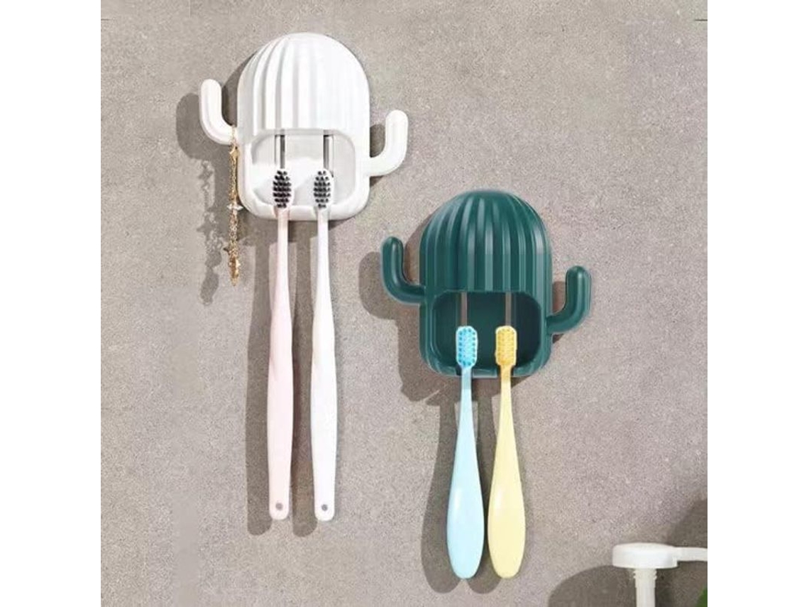 2026-portavasos De Cactus Para Baño Colgante Autoadhesivo (blanco/verde Oscuro)