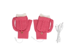 2026-2 Pcs Guantes Calentados Usb De Doble Cara Tejidos Con Temperatura Ajustable Guantes Térmicos Rojo Rosado