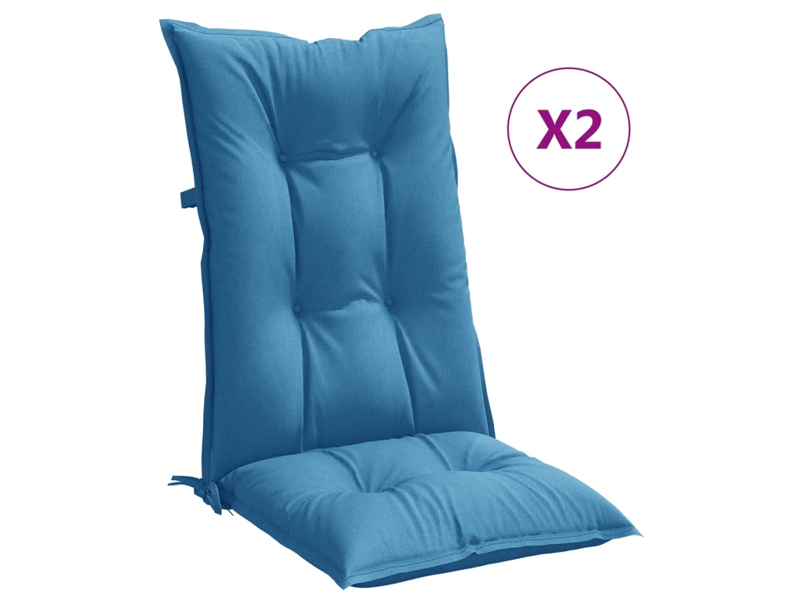 Conjunto 2 Cojines silla respaldo alto VIDAXL tela azul melange