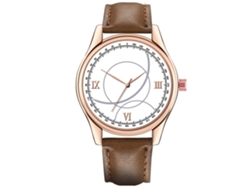 Reloj De Pulsera De Cuarzo Para Mujer Con Correa De Pu Sencilla Y Elegante (marrón Oscuro, Blanco).
