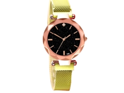 Reloj De Pulsera Analógico Con Brazalete De Acero, Estilo Moderno, Color Oro.