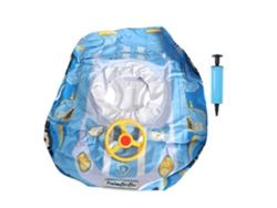 Flotador azul para niños con sombrilla y cuerno