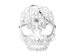 KOFIHETY Máscara de Metal Blanca con Patrón de Calavera y Ojo Hueco para Fiesta de Disfraces