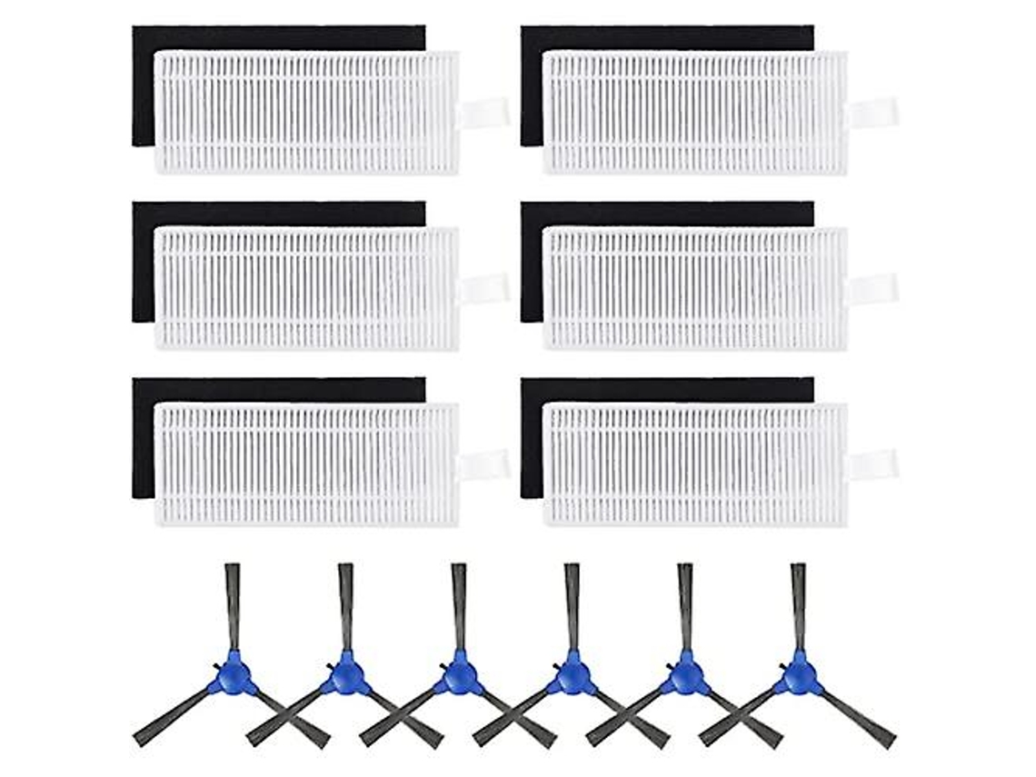 Repuestos Techecook para aspiradoras Eufy 11s|12|15c|25c|30c|35c con 6 cepillos laterales y 6 filtros