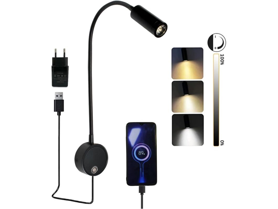 Lámpara De Lectura De Pared Led Con Interruptor Táctil.