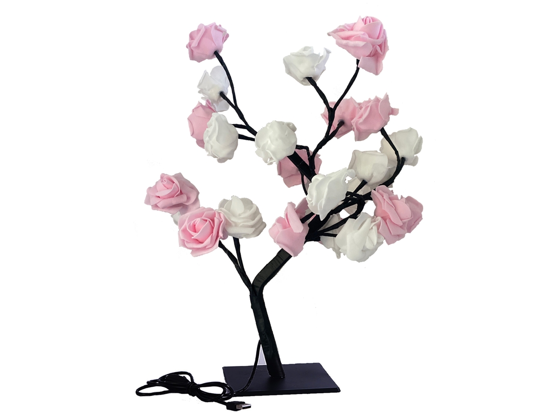Lámpara De Noche Decorativa Rosa Simulada Con Interruptor Usb Y Base Plástica Desmontable Led