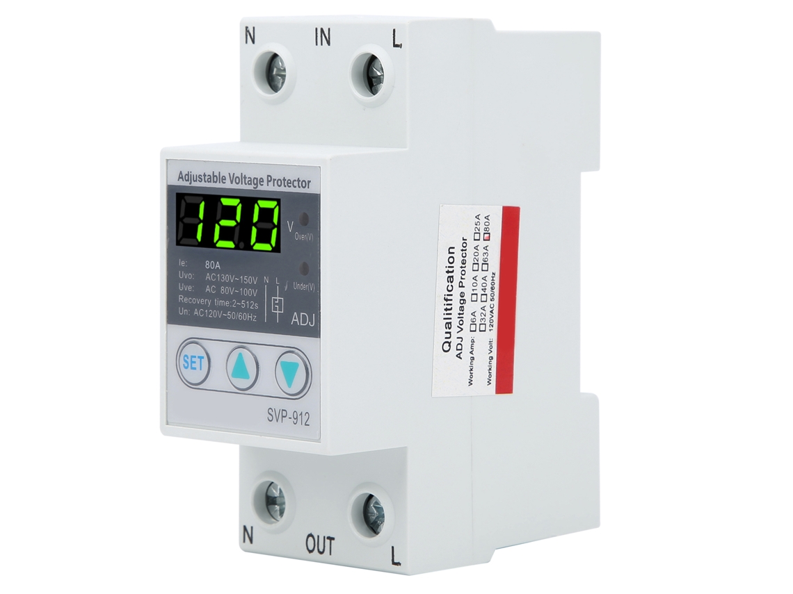 Protector De Voltaje Automático Ajustable Svp912 De 120 Vca Y 80 A Con Recuperación Automática