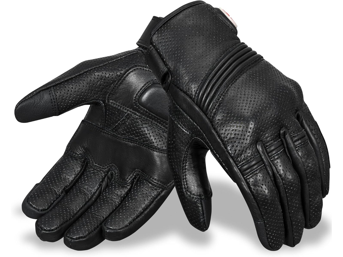 Guantes De Cuero Para Motocicleta Para Hombre: 100 % Piel De Vacuno, Transpirables, Aptos Para Pantallas Táctiles (negros)