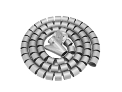 Organizador de cables Mali, tubo espiral flexible, protector de cables, 1,5 m x 28 mm, plateado